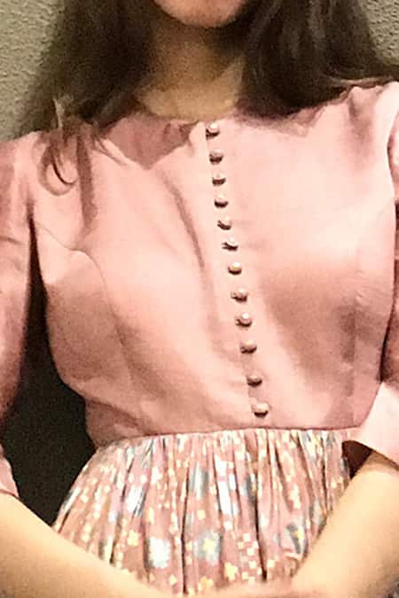 I Am Design_Purple Silk Round Ikat Gown _at_Aza_Fashions