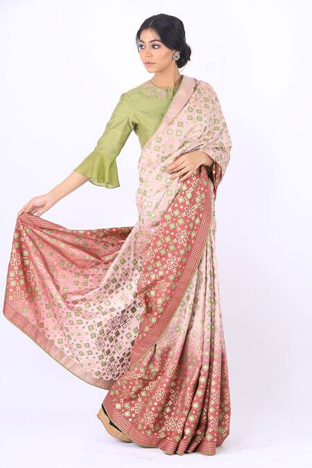 I Am Design_Purple Silk Round Saree With Blouse _Online_at_Aza_Fashions