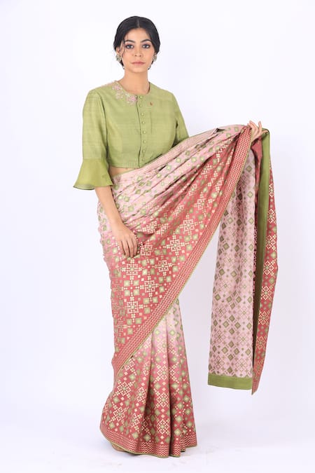 Buy_I Am Design_Purple Silk Round Saree With Blouse _Online_at_Aza_Fashions