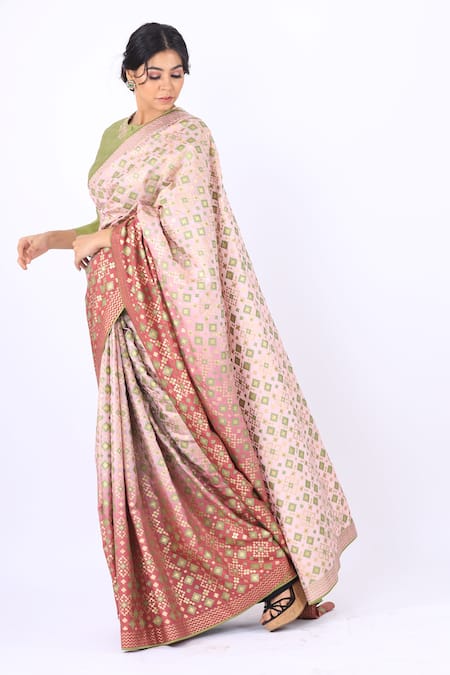 Shop_I Am Design_Purple Silk Round Saree With Blouse _Online_at_Aza_Fashions