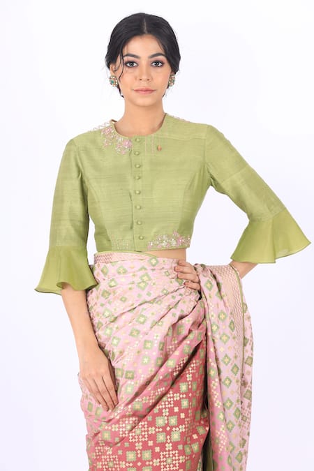 I Am Design_Purple Silk Round Saree With Blouse _at_Aza_Fashions