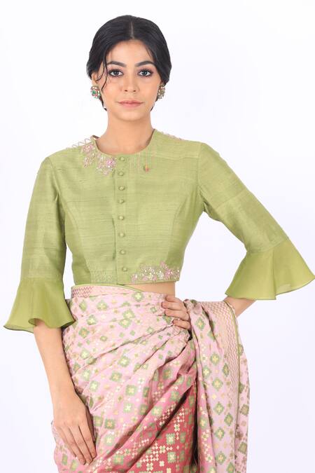 Shop_I Am Design_Purple Silk Ikat Saree _Online_at_Aza_Fashions