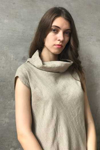 Shop_I Am Design_Beige Linen Dress _Online_at_Aza_Fashions