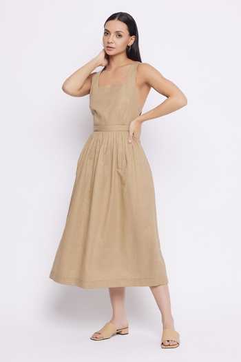 Buy Doodlage Beige Julia Upcycled Dress at Aza Fashions Buy_Doodlage_Beige Julia Upcycled Dress_at_Aza_Fashions