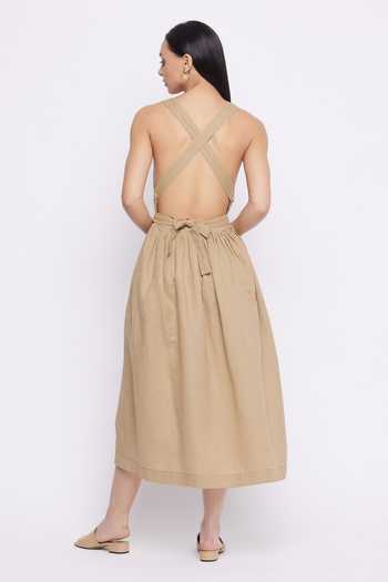 Shop Doodlage Beige Julia Upcycled Dress at Aza Fashions Shop_Doodlage_Beige Julia Upcycled Dress_at_Aza_Fashions