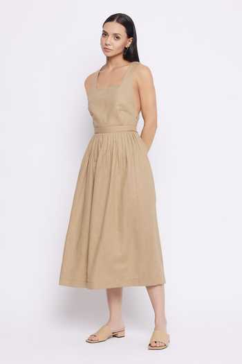 Buy Doodlage Beige Julia Upcycled Dress Online at Aza Fashions Buy_Doodlage_Beige Julia Upcycled Dress_Online_at_Aza_Fashions