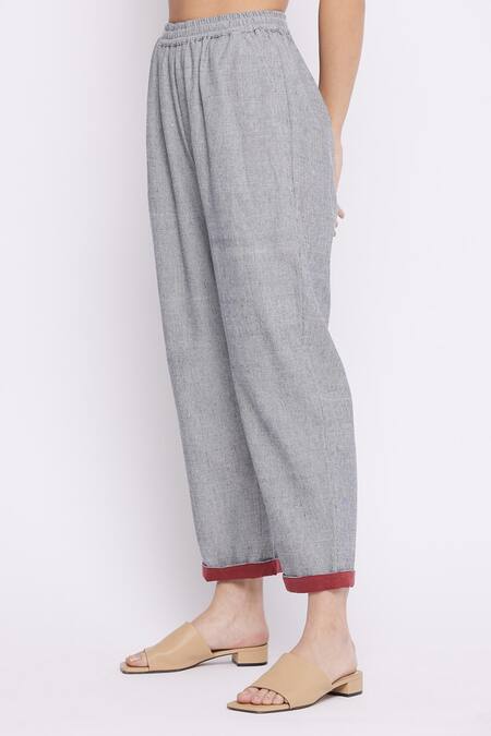 Buy_Doodlage_Blue Niko Handwoven Cotton Pant_Online_at_Aza_Fashions