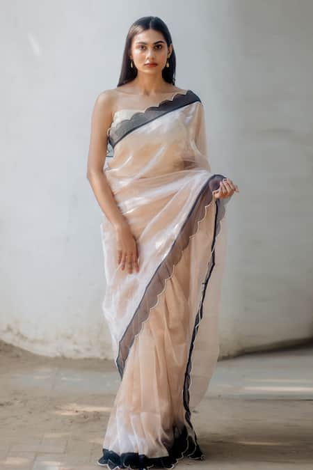 Off White Tissue Brasso Saree -