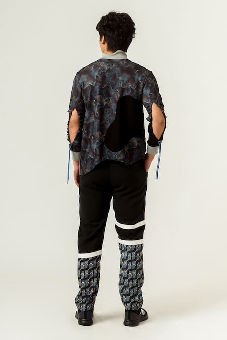 Shop Siddhant Agrawal Black Double Rib, Textured Crepe, Lycra Agitation Jumper at Aza Fashions Shop_Siddhant Agrawal_Black Double Rib, Textured Crepe, Lycra Agitation Jumper _at_Aza_Fashions