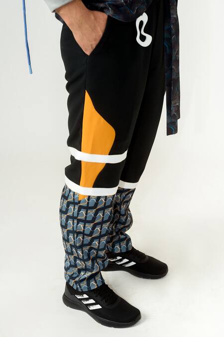 Shop Siddhant Agrawal Black Banana Crepe, Lycra, Textured Crepe, Pu Dark Ennui Trouser Online at Aza Fashions Shop_Siddhant Agrawal_Black Banana Crepe, Lycra, Textured Crepe, Pu Dark Ennui Trouser _Online_at_Aza_Fashions