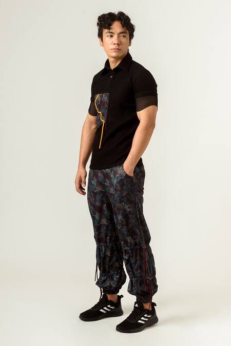 Buy Siddhant Agrawal Black Mesh, Textured Crepe, Lycra Agitation T-shirt Online at Aza Fashions Buy_Siddhant Agrawal_Black Mesh, Textured Crepe, Lycra Agitation T-shirt _Online_at_Aza_Fashions