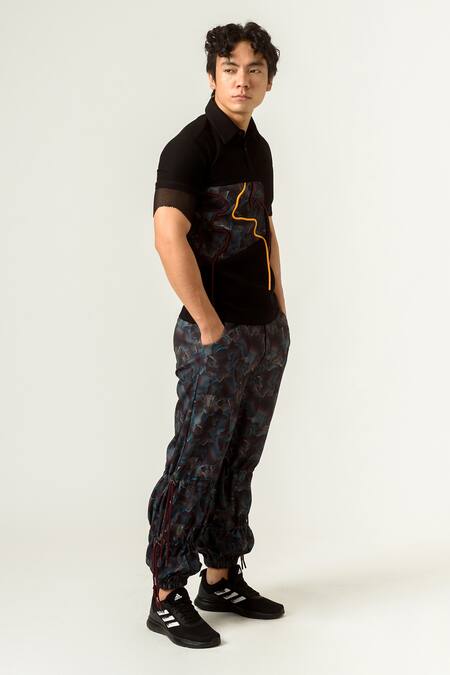 Siddhant Agrawal Multi Color Poly Lycra Printed Agitation Cargo Trouser Online at Aza Fashions Siddhant Agrawal_Multi Color Poly Lycra Printed Agitation Cargo Trouser _Online_at_Aza_Fashions