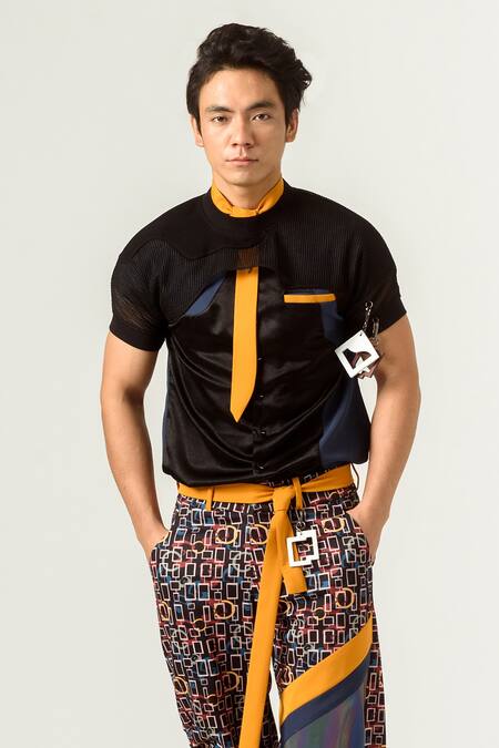 Shop Siddhant Agrawal Multi Color Poly Rainbow Reflector Belt Double Banana Crepe Tassels Torment Online at Aza Fashions Shop_Siddhant Agrawal_Multi Color Poly Rainbow Reflector Belt Double Banana Crepe Tassels Torment _Online_at_Aza_Fashions