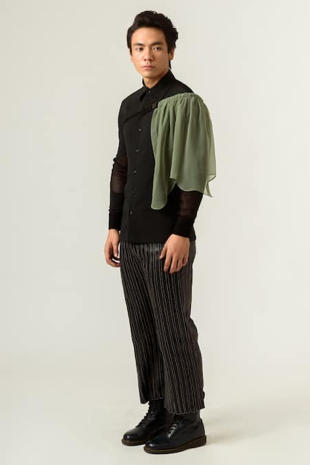 Buy Siddhant Agrawal Black Georgette, Knit Mesh, Textured Crepe, Velvet Shirt Online at Aza Fashions Buy_Siddhant Agrawal_Black Georgette, Knit Mesh, Textured Crepe, Velvet Shirt _Online_at_Aza_Fashions