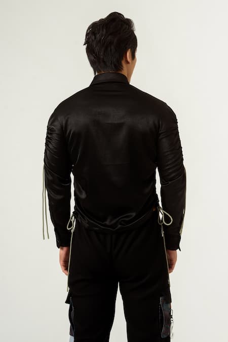 Shop Siddhant Agrawal Black Velvet Satin Shirt at Aza Fashions Shop_Siddhant Agrawal_Black Velvet Satin Shirt _at_Aza_Fashions