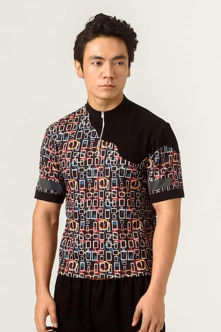 Siddhant Agrawal Multi Color Knit Textured Crepe, Lycra, Rainbow Torment T-shirt