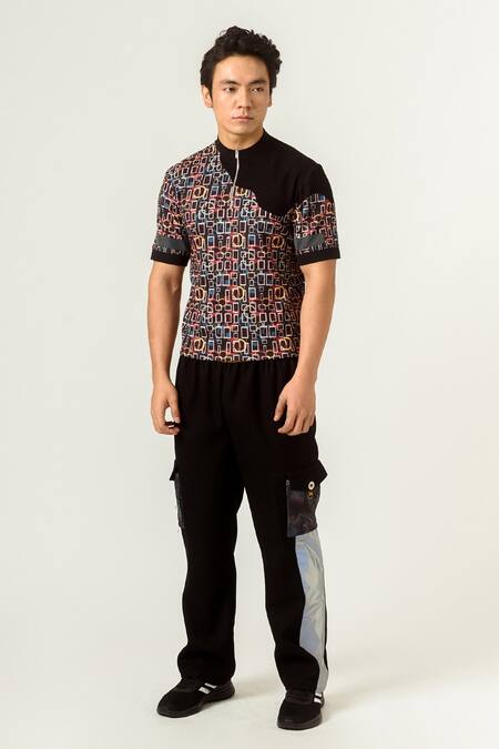 Siddhant Agrawal Multi Color Knit Textured Crepe, Lycra, Rainbow Torment T-shirt Online at Aza Fashions Siddhant Agrawal_Multi Color Knit Textured Crepe, Lycra, Rainbow Torment T-shirt _Online_at_Aza_Fashions
