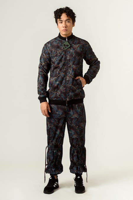 Siddhant Agrawal Multi Color Poly Lycra Tassel Genuine Leather Agitation Bomber Jacket Online at Aza Fashions Siddhant Agrawal_Multi Color Poly Lycra Tassel Genuine Leather Agitation Bomber Jacket _Online_at_Aza_Fashions