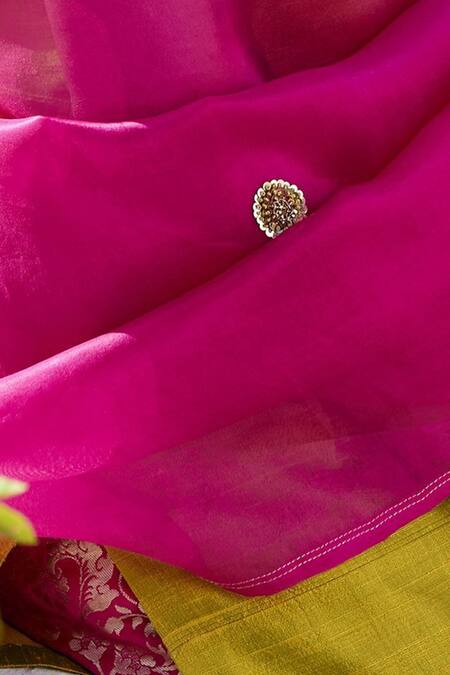 Buy_Weaver Story_Green Kurta Raw , Lining Cotton Pant Pure Brocade With Set_Online_at_Aza_Fashions