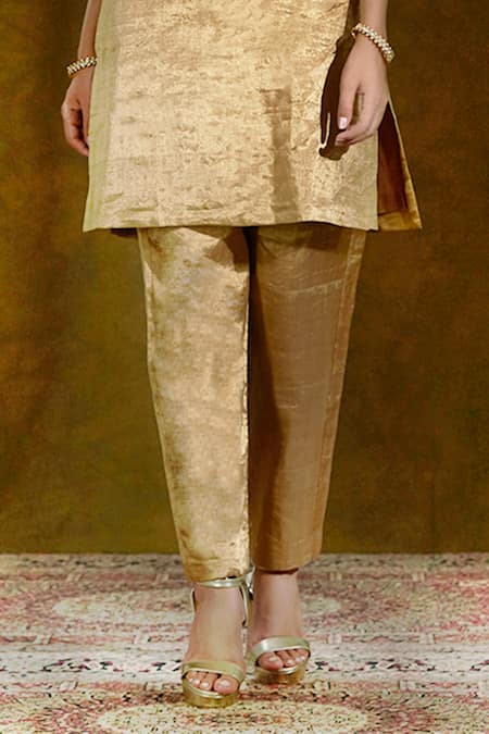 Women's Golden Indian Motif Brocade Shirt With Pants - Lyush at Rs 1770 |  Ladies Salwar Suits | ID: 2850350671548