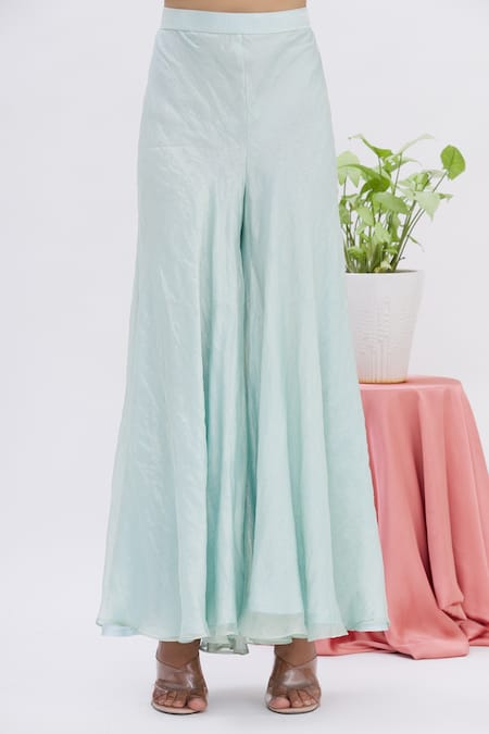 Shop Surabhi Arya Blue Kurta And Dupatta Organza, Sharara Tissue Gota Work Round Set Online at Aza Fashions Shop_Surabhi Arya_Blue Kurta And Dupatta Organza, Sharara Tissue Gota Work Round Set_Online_at_Aza_Fashions