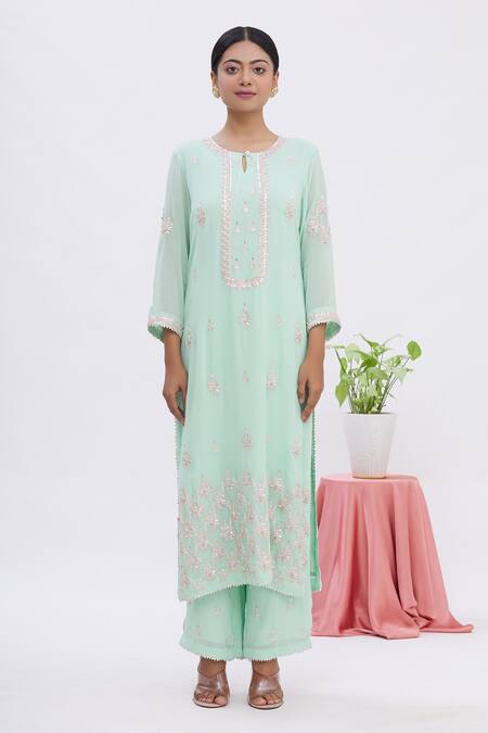 Buy Surabhi Arya Blue Dupatta Organza, Kurta Georgette, Palazzo Crepe Gota Embroidered Set Online at Aza Fashions Buy_Surabhi Arya_Blue Dupatta Organza, Kurta Georgette, Palazzo Crepe Gota Embroidered Set _Online_at_Aza_Fashions