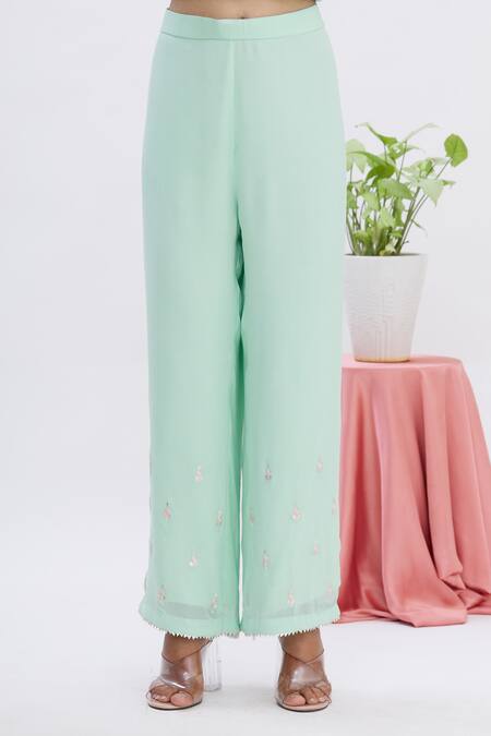 Shop Surabhi Arya Blue Dupatta Organza, Kurta Georgette, Palazzo Crepe Gota Embroidered Set Online at Aza Fashions Shop_Surabhi Arya_Blue Dupatta Organza, Kurta Georgette, Palazzo Crepe Gota Embroidered Set _Online_at_Aza_Fashions