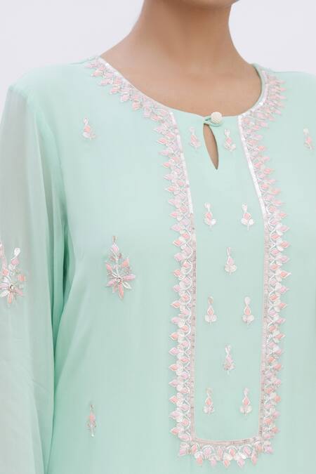 Surabhi Arya Blue Dupatta Organza, Kurta Georgette, Palazzo Crepe Gota Embroidered Set at Aza Fashions Surabhi Arya_Blue Dupatta Organza, Kurta Georgette, Palazzo Crepe Gota Embroidered Set _at_Aza_Fashions