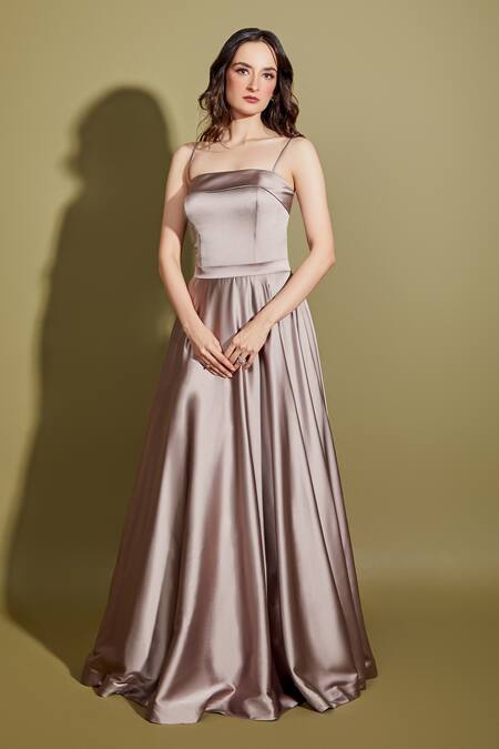 Asra Purple Satin Scoop Neck Flared Gown Online at Aza Fashions Asra_Purple Satin Scoop Neck Flared Gown _Online_at_Aza_Fashions