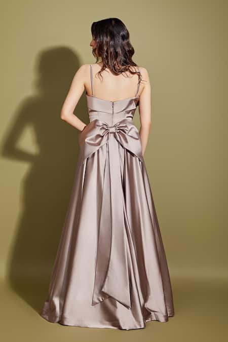 Shop Asra Purple Satin Scoop Neck Flared Gown at Aza Fashions Shop_Asra_Purple Satin Scoop Neck Flared Gown _at_Aza_Fashions