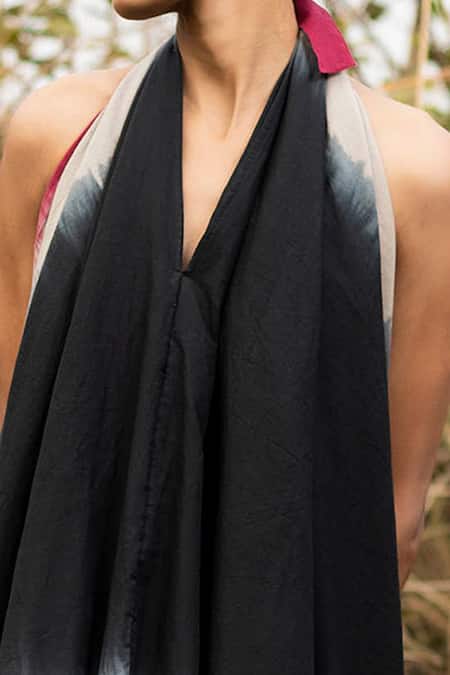 Kharakapas Black Mulmul Shibori Halter Shadows In The Woods Dress at Aza Fashions Kharakapas_Black Mulmul Shibori Halter Shadows In The Woods Dress _at_Aza_Fashions