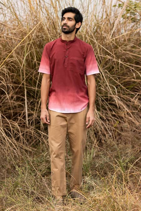 Buy Kharakapas Red Mulmul A Moment In Time Shirt Online at Aza Fashions Buy_Kharakapas_Red Mulmul A Moment In Time Shirt _Online_at_Aza_Fashions