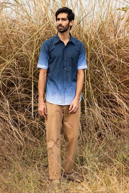 Buy Kharakapas Blue Mulmul Endless Azure Shirt Online at Aza Fashions Buy_Kharakapas_Blue Mulmul Endless Azure Shirt _Online_at_Aza_Fashions