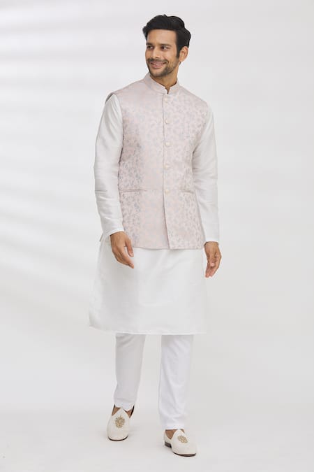 RNG Safawala Brocade Silk Bundi & Kurta Set For Kids For Kids