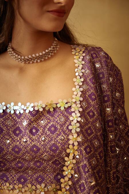 Shop Moledro Purple Crepe Floral Motifs Geet Dhoti Pant Set Online at Aza Fashions Shop_Moledro_Purple Crepe Floral Motifs Geet Dhoti Pant Set _Online_at_Aza_Fashions