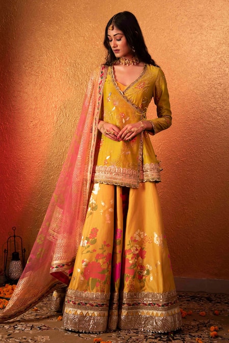 Moledro Silk Chanderi Kurta Lehenga Set 