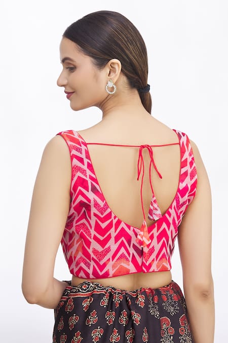 Khwaab By Sanjana Lakhani Geometric Print Red Blouse 