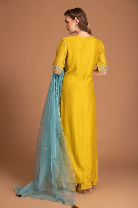 House Of Tushaom Chanderi Silk Kurta Palazzo Set 