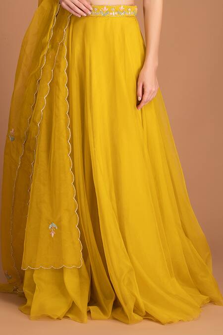 Buy House Of Tushaom Yellow Raw And Organza Sequin, Thread & Cutdana Round Lehenga Set Online at Aza Fashions Buy_House Of Tushaom_Yellow Raw And Organza Sequin, Thread & Cutdana Round Lehenga Set _Online_at_Aza_Fashions