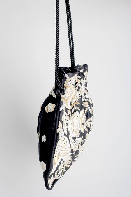 Buy Adora By Ankita Black Embroidery, Beads Poly Silk Potli Bag Online at Aza Fashions Buy_Adora By Ankita_Black Embroidery, Beads Poly Silk Potli Bag _Online_at_Aza_Fashions