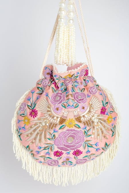 Adora By Ankita Multi Color Beads, Sequins, Embroidery Poly Silk Embellished Potli Bag Online at Aza Fashions Adora By Ankita_Multi Color Beads, Sequins, Embroidery Poly Silk Embellished Potli Bag _Online_at_Aza_Fashions