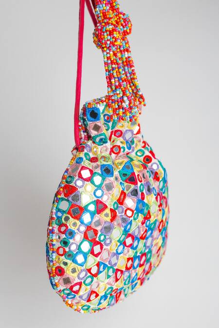 Adora By Ankita Multi Color Embroidery Poly Silk Embellished Potli Bag Online at Aza Fashions Adora By Ankita_Multi Color Embroidery Poly Silk Embellished Potli Bag _Online_at_Aza_Fashions