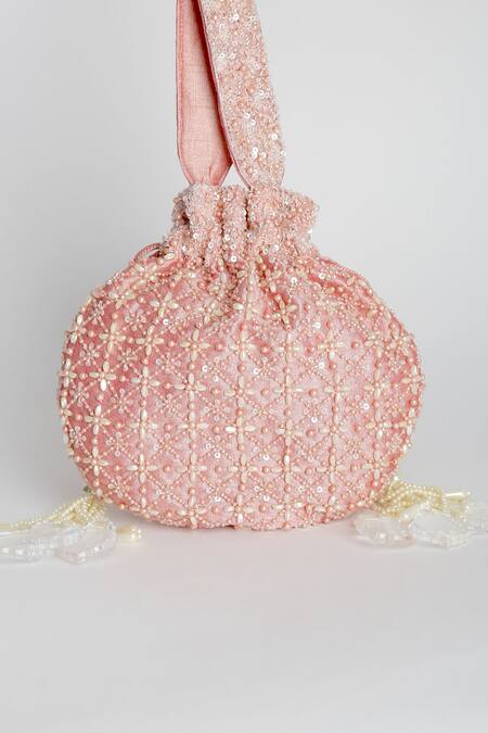 Buy Adora By Ankita Pink Sequins, Beads Poly Silk Embellished Potli Bag Online at Aza Fashions Buy_Adora By Ankita_Pink Sequins, Beads Poly Silk Embellished Potli Bag _Online_at_Aza_Fashions