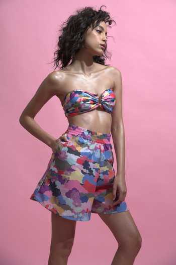 Dash And Dot_Multi Color Bright Cloud Print Swim Shorts_at_Aza_Fashions