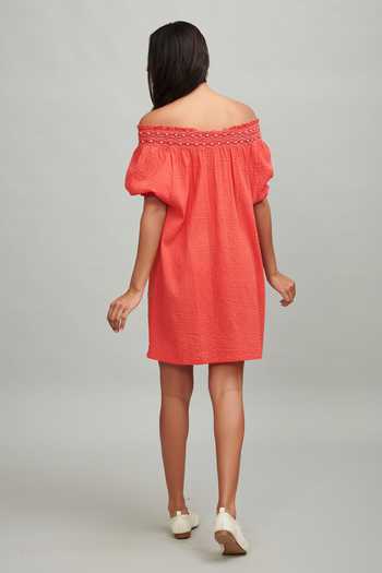 Dash And Dot Peach Smocked Off Shoulder Dress 2