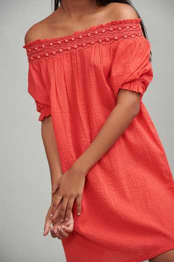 Dash And Dot Peach Smocked Off Shoulder Dress 5