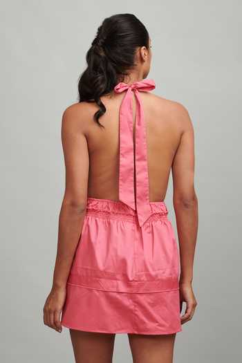 Dash And Dot_Pink Halter Neck Dress_Online_at_Aza_Fashions