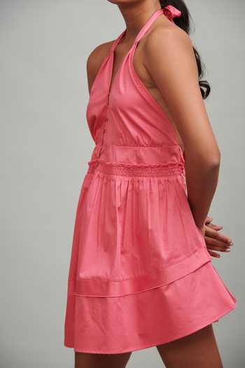 Buy_Dash And Dot_Pink Halter Neck Dress_Online_at_Aza_Fashions