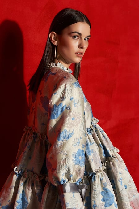 Therealb Grey 1% Lurex And 1% Other Fibers, 21% Cotton, 68% Polyester, Trapeze Dress at Aza Fashions Therealb_Grey 1% Lurex And 1% Other Fibers, 21% Cotton, 68% Polyester, Trapeze Dress _at_Aza_Fashions