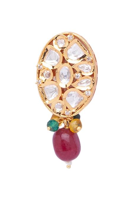 Hrisha_Gold Plated Kundan Necklace Set _at_Aza_Fashions